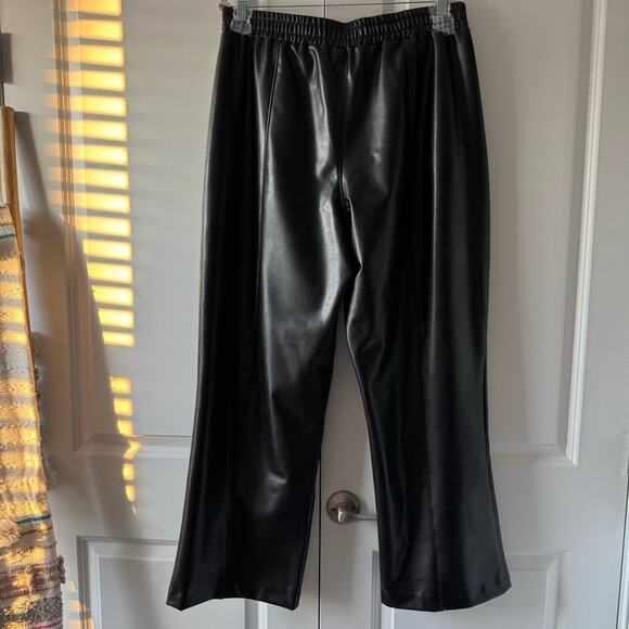 Abercrombie & Fitch Vegan Leather Black Straight Leg Elastic Waist Pants Size XL - Picture 4 of 11